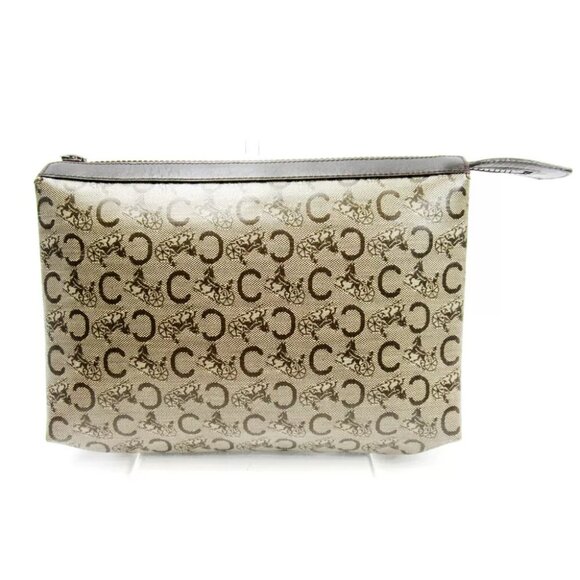 CELINE clutch bag C brazone beige PVC leather